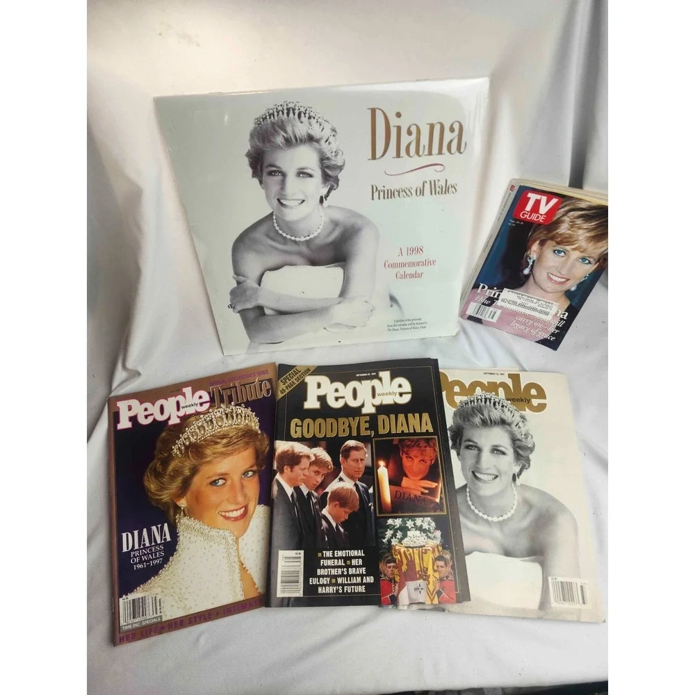 Vintage 1997 Princess Diana People Magazine Lot & 1998 Sealed Calendar Tribute